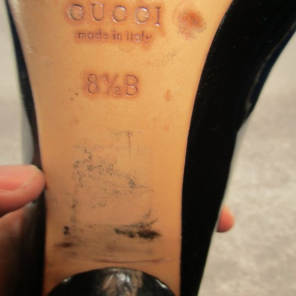 Gucci Heels Womens 8.5 B Black Patent Leather Closed Toe *Read - Picture 7 of 8